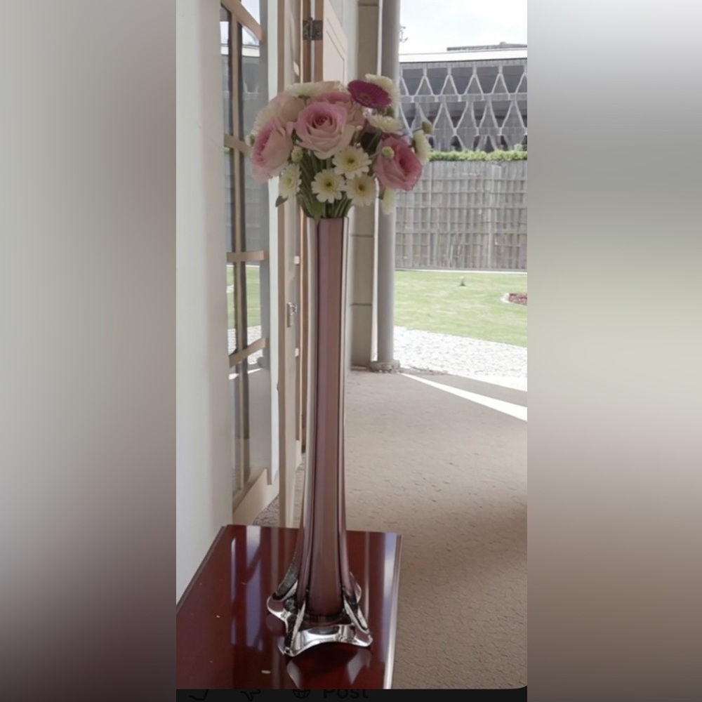Eiffel tower vase 15.5” inch high decorative vase purple ( wine color )